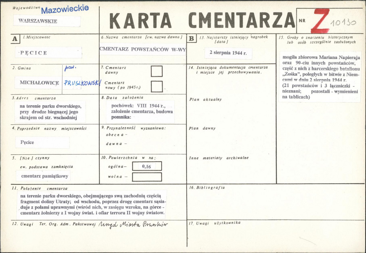 Karta cmentarza, skan nr 1