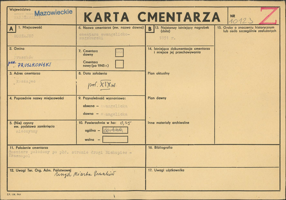 Karta cmentarza, skan nr 1