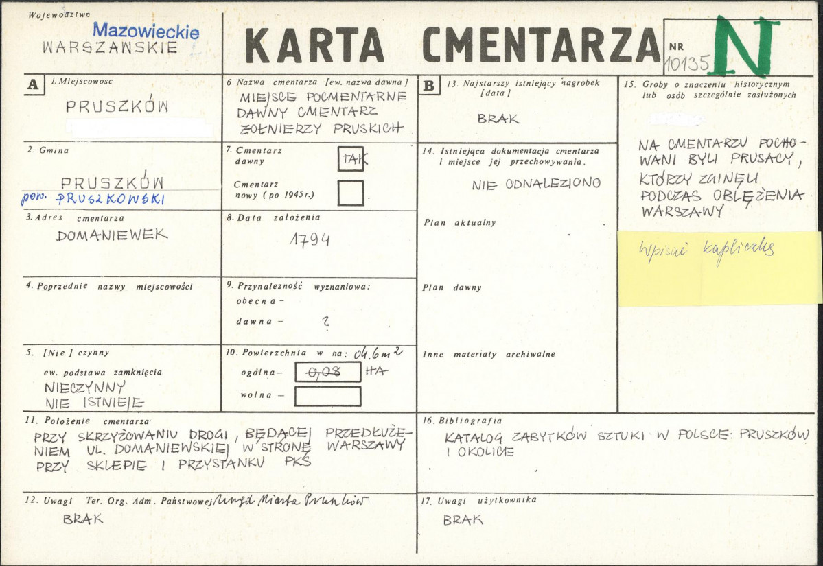 Karta cmentarza, skan nr 1