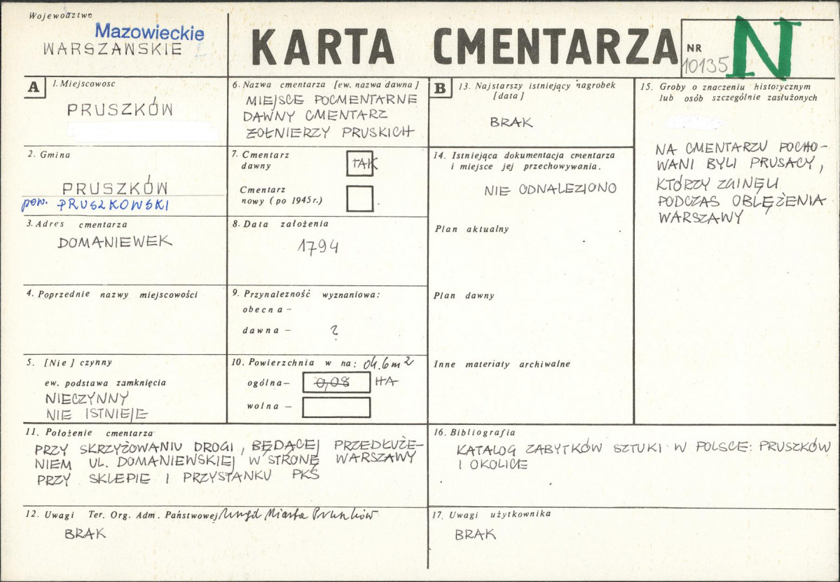 Karta cmentarza, skan nr 2