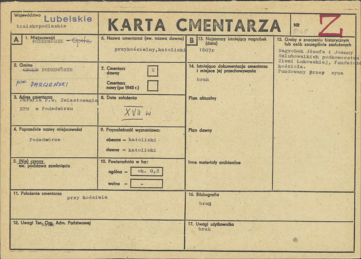 KC - Karta cmentarza, skan nr 1