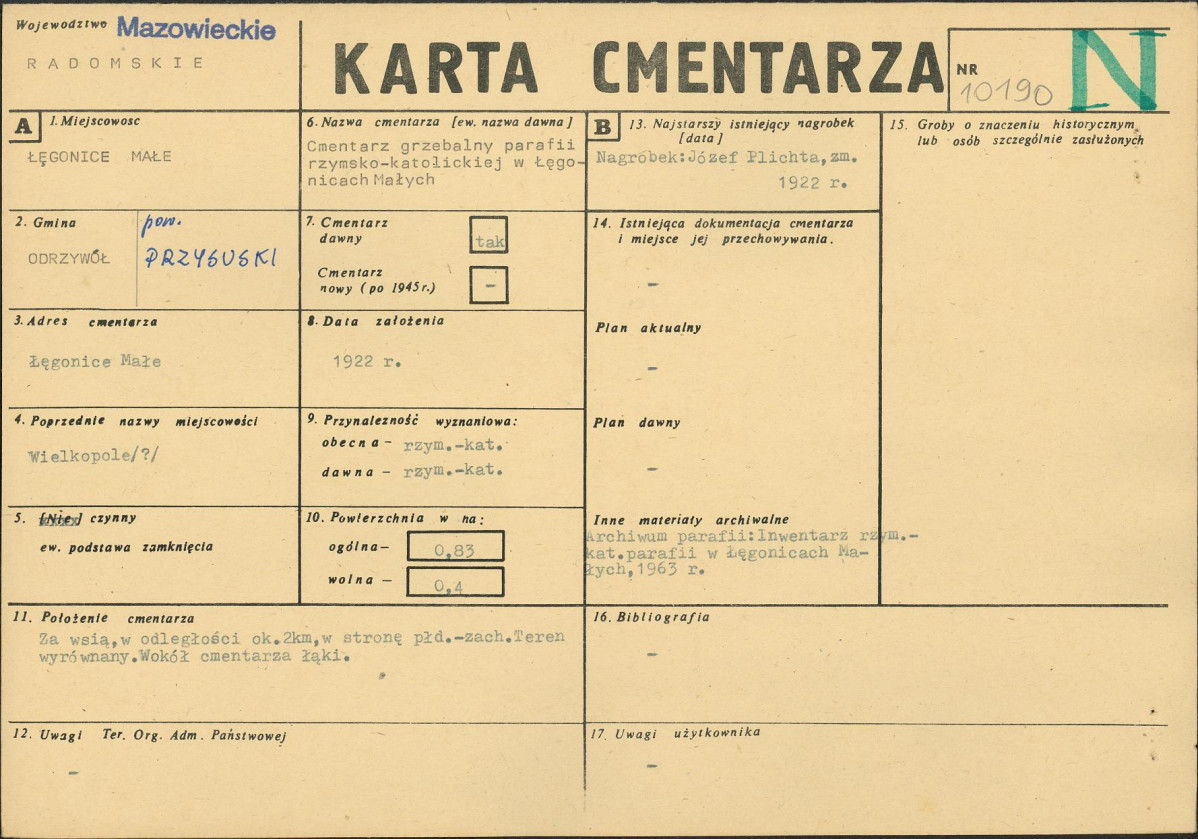 KC - Karta cmentarza, skan nr 1