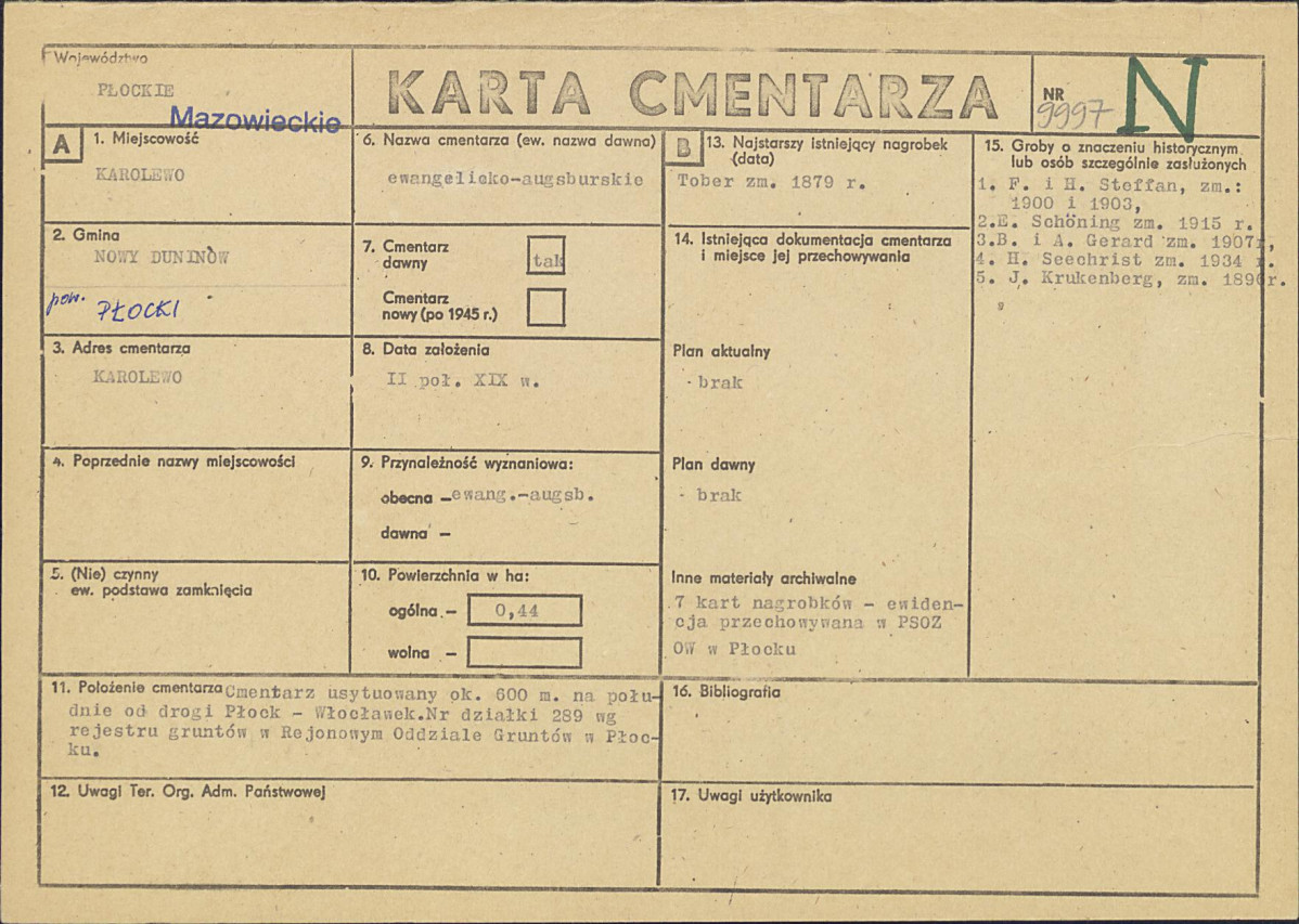 Karta cmentarza, skan nr 1