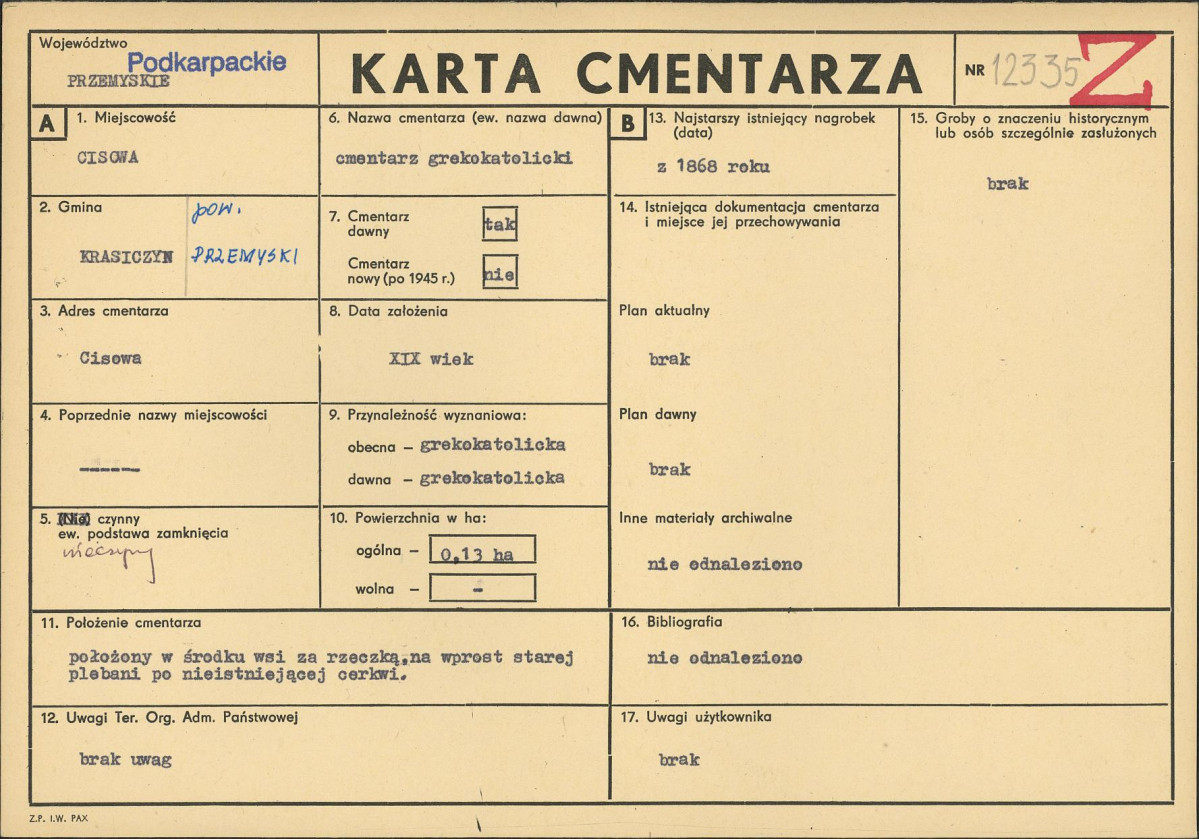 Karta cmentarza, skan nr 1