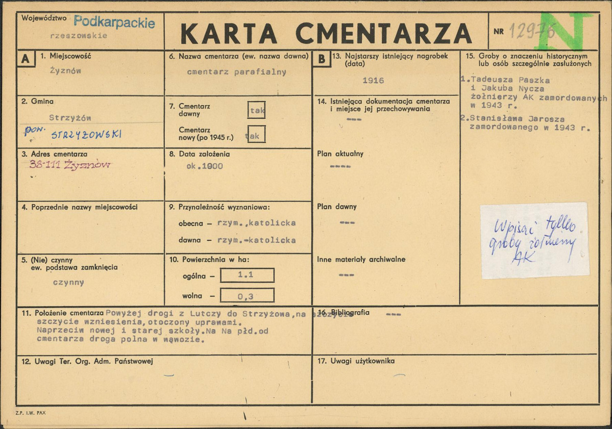 Karta cmentarza, skan nr 1