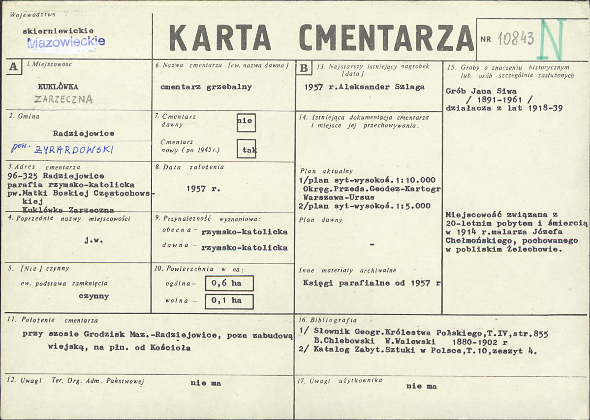 KC - Karta cmentarza, skan nr 1