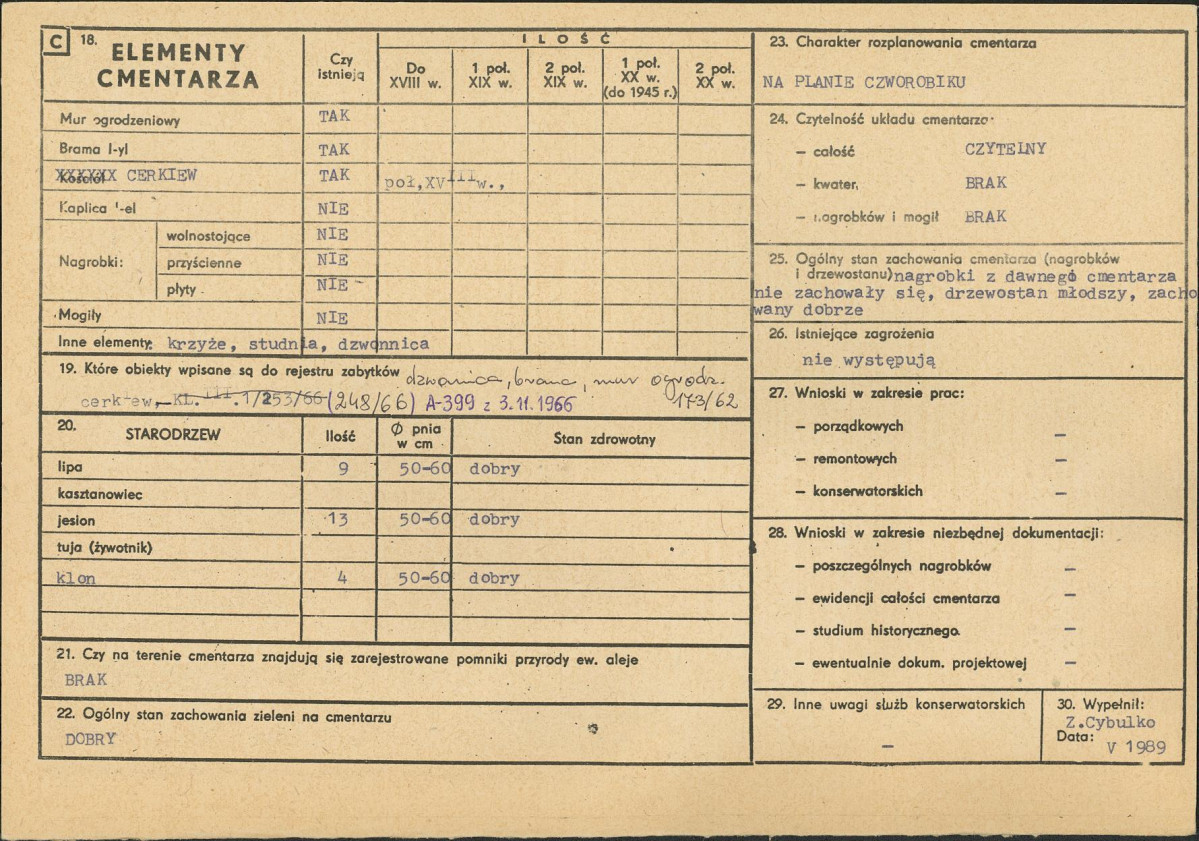 Karta cmentarza, skan nr 2