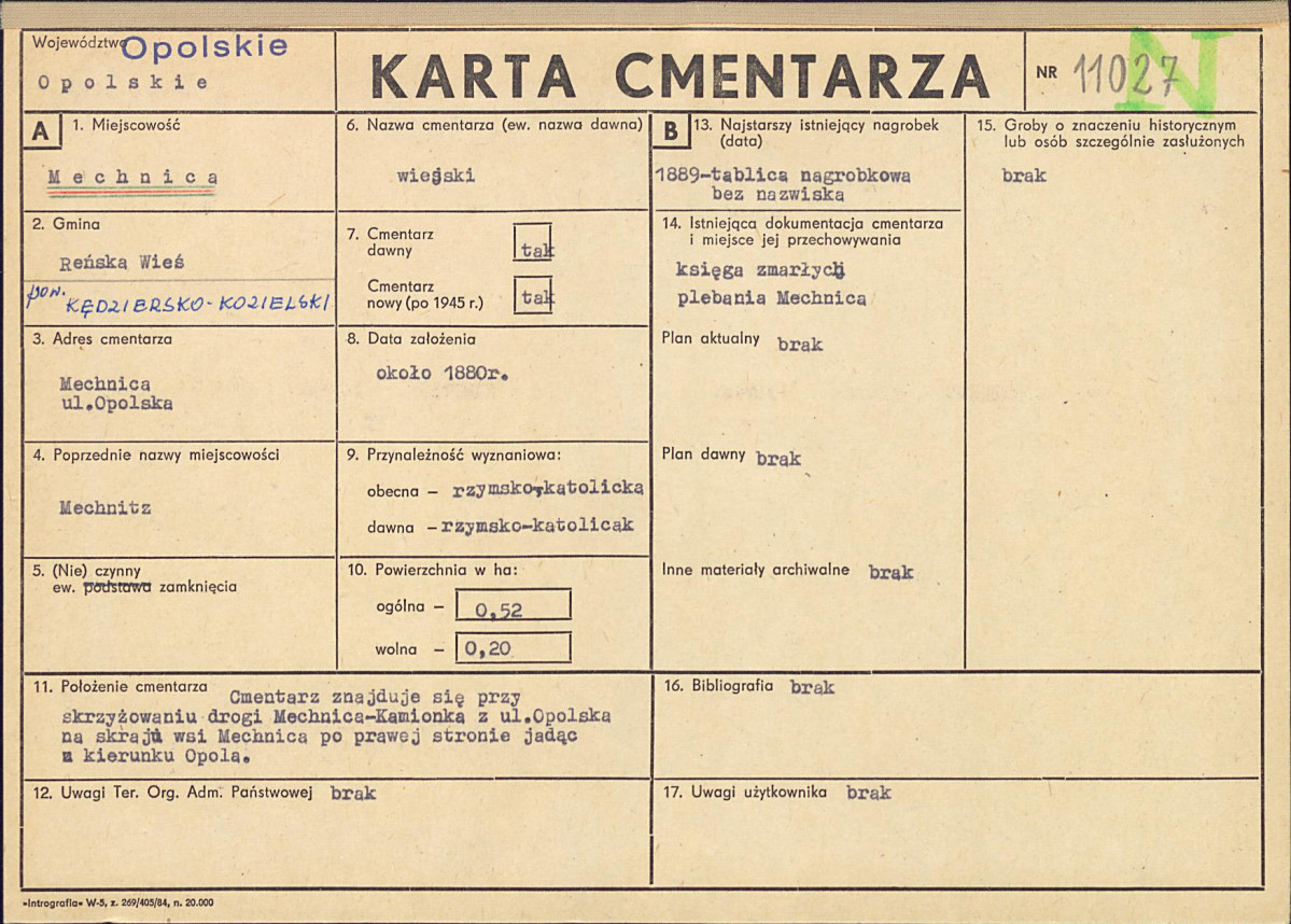 KC - Karta cmentarza, skan nr 1