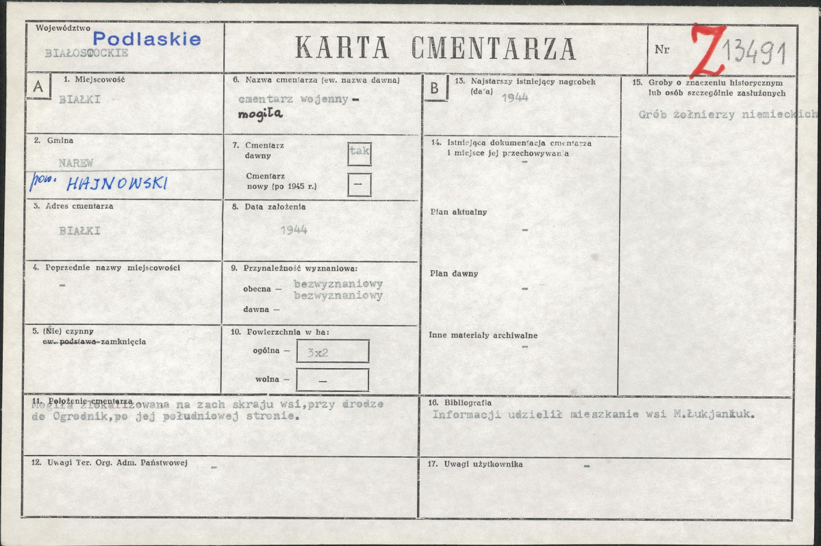 Karta cmentarza, skan nr 1