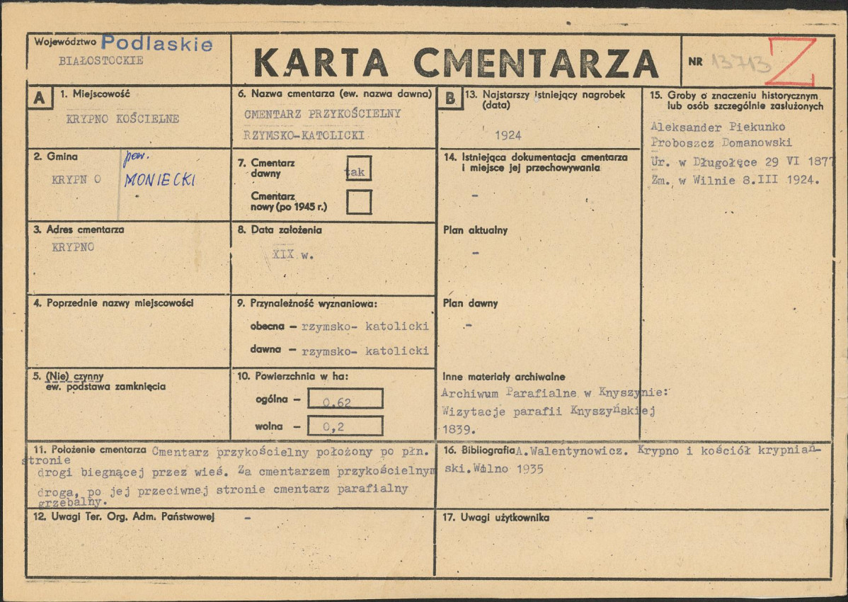 Karta cmentarza, skan nr 1