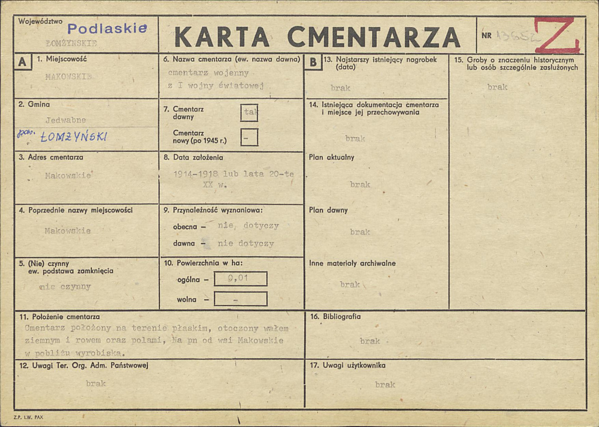 Karta cmentarza, skan nr 1