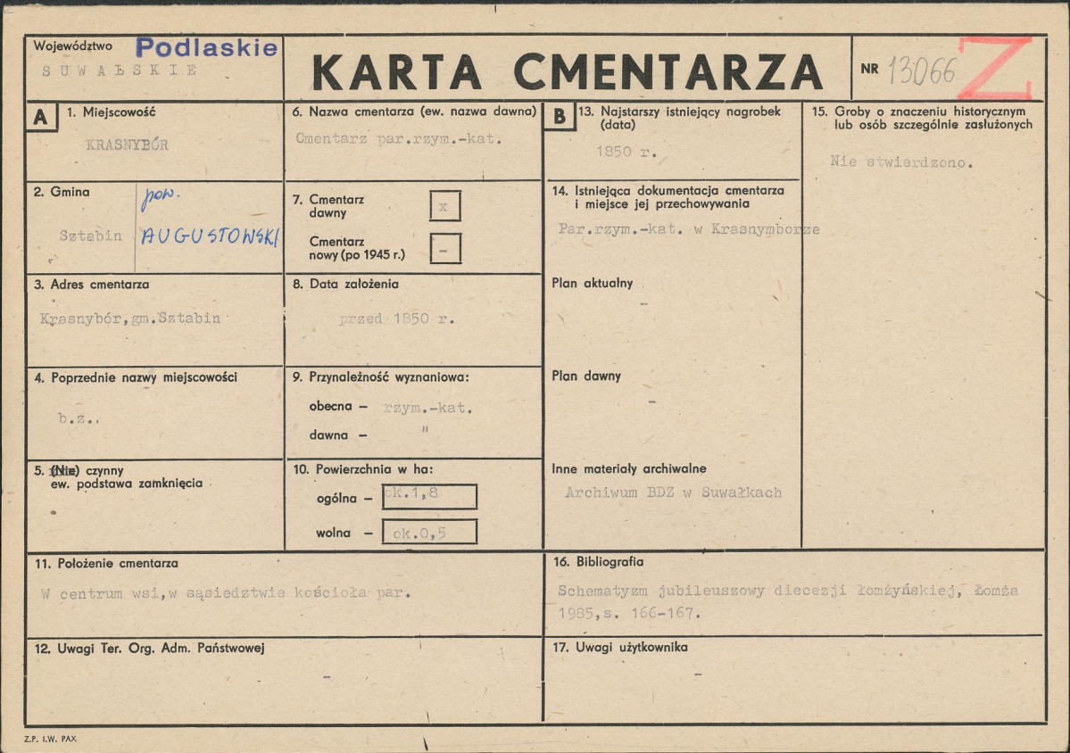 Karta cmentarza, skan nr 1