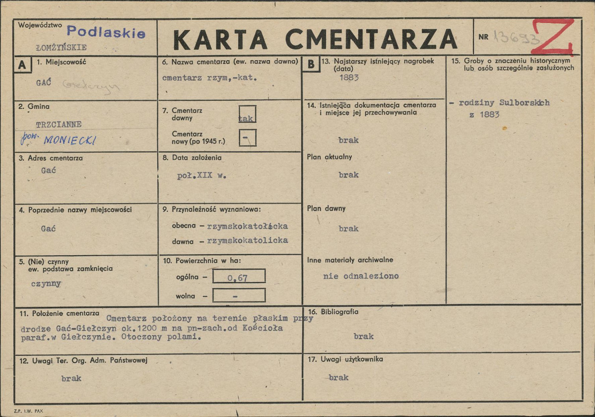 Karta cmentarza, skan nr 1