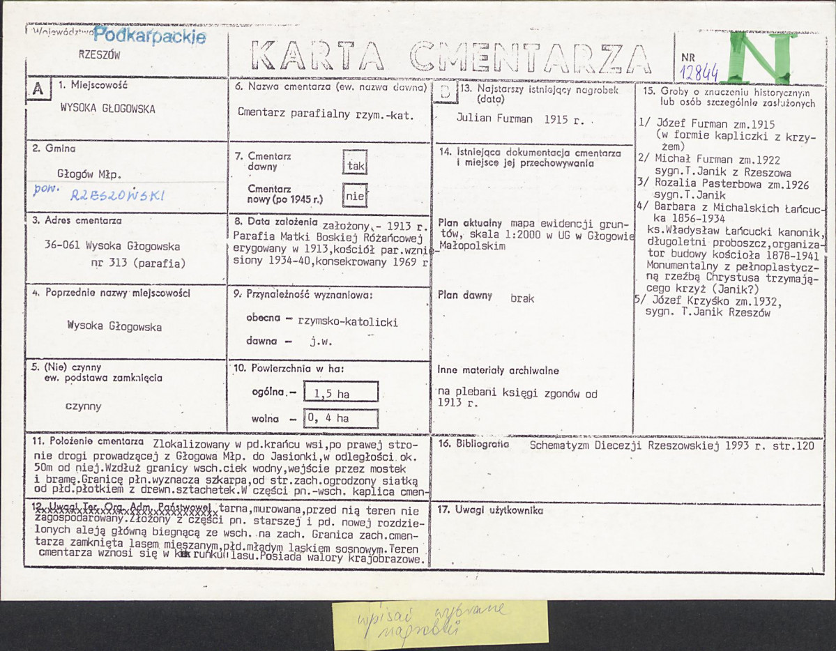 Karta cmentarza, skan nr 1