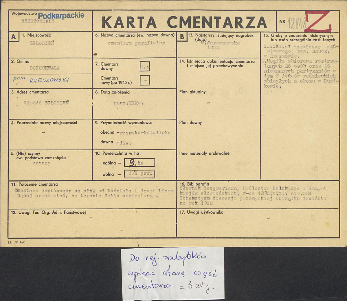 Karta cmentarza, skan nr 1