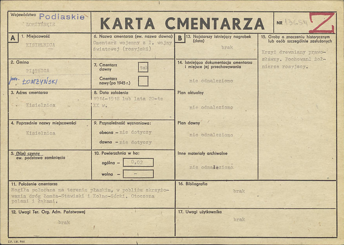 Karta cmentarza, skan nr 1