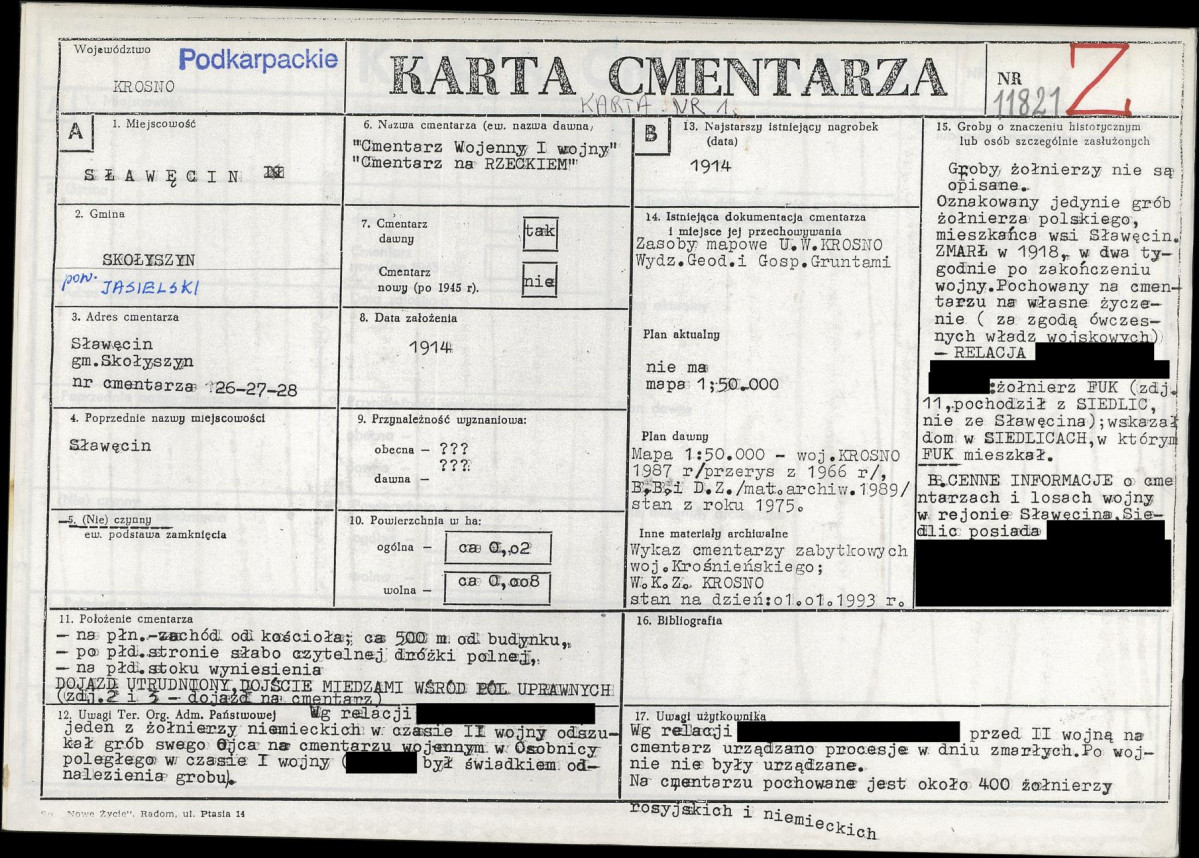 KC - Karta cmentarza, skan nr 1