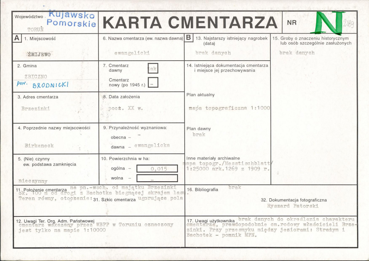 KC - Karta cmentarza, skan nr 1