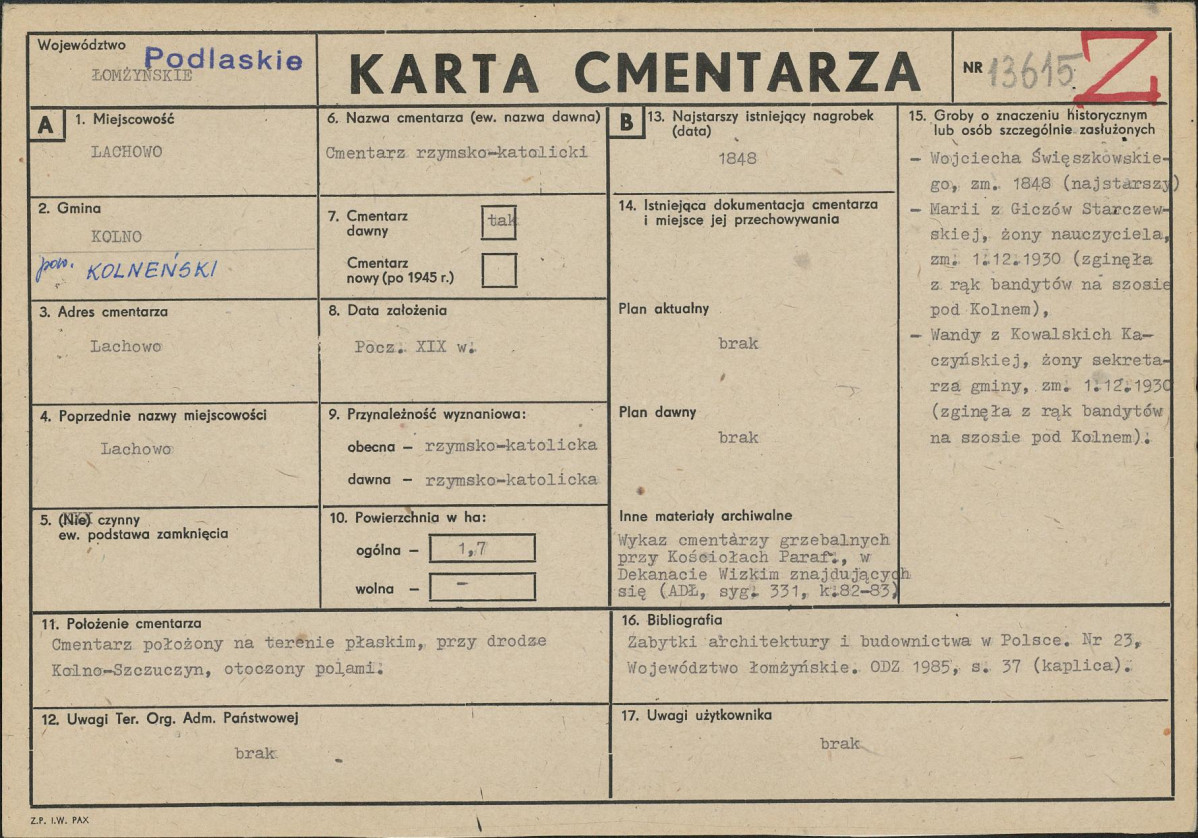Karta cmentarza, skan nr 1