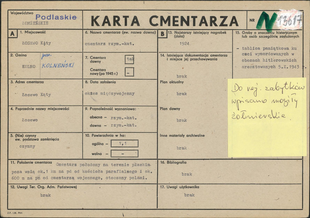 Karta cmentarza, skan nr 1