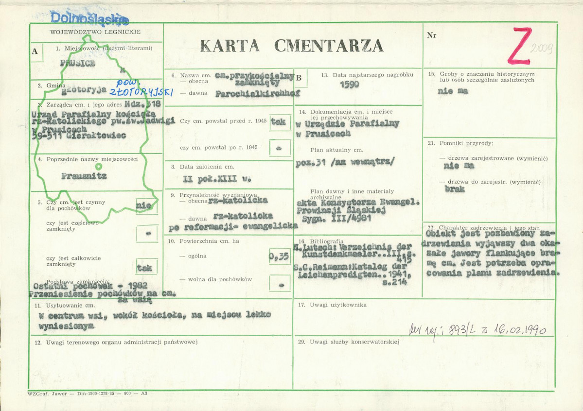 KC - Karta cmentarza, skan nr 1