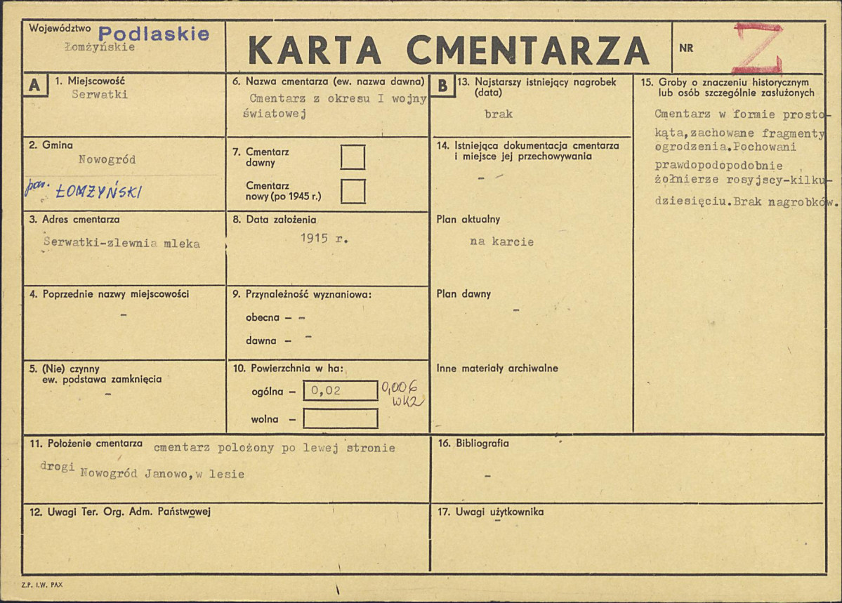 Karta cmentarza, skan nr 1