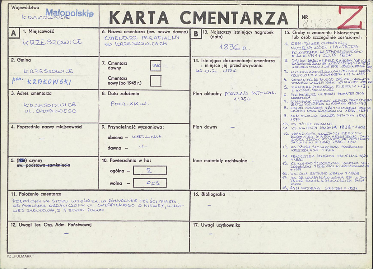 Karta cmentarza, skan nr 1