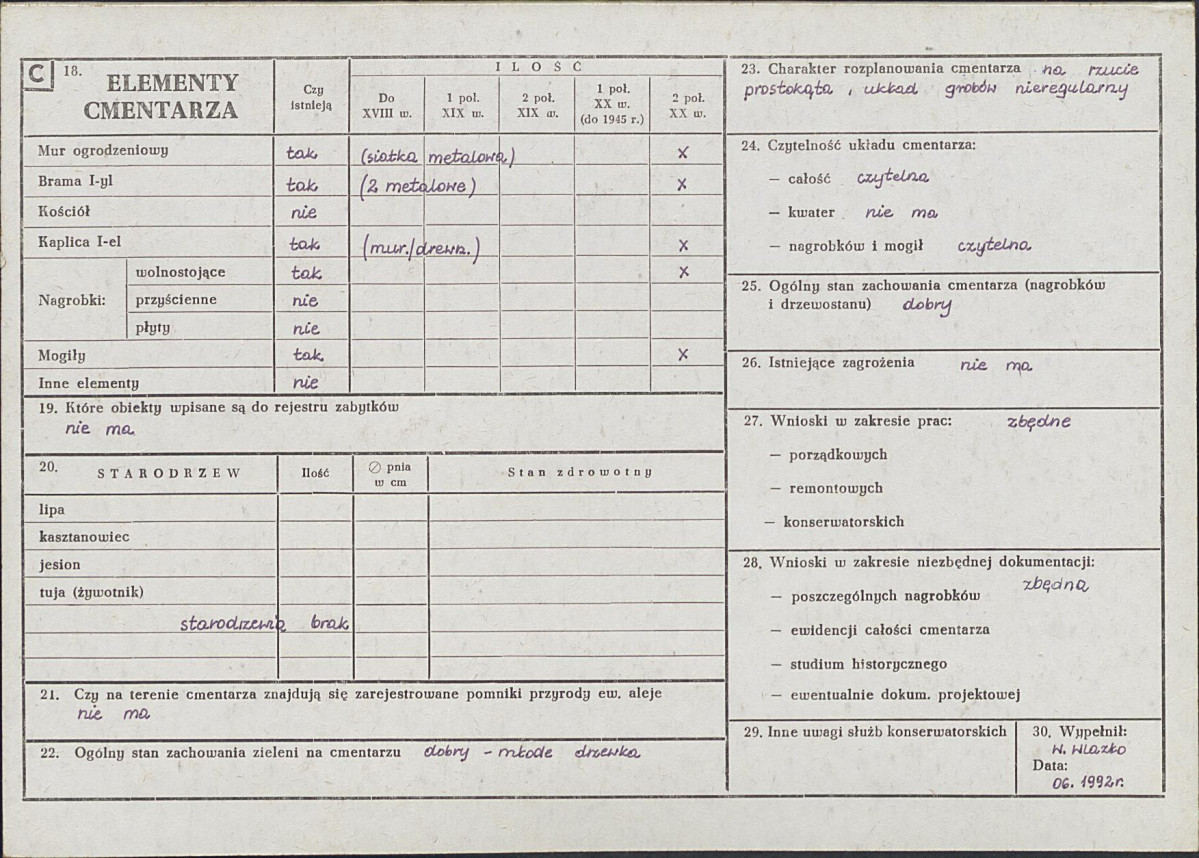 Karta cmentarza, skan nr 2