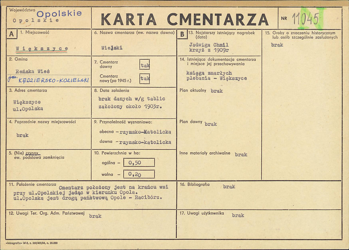 KC - Karta cmentarza, skan nr 1