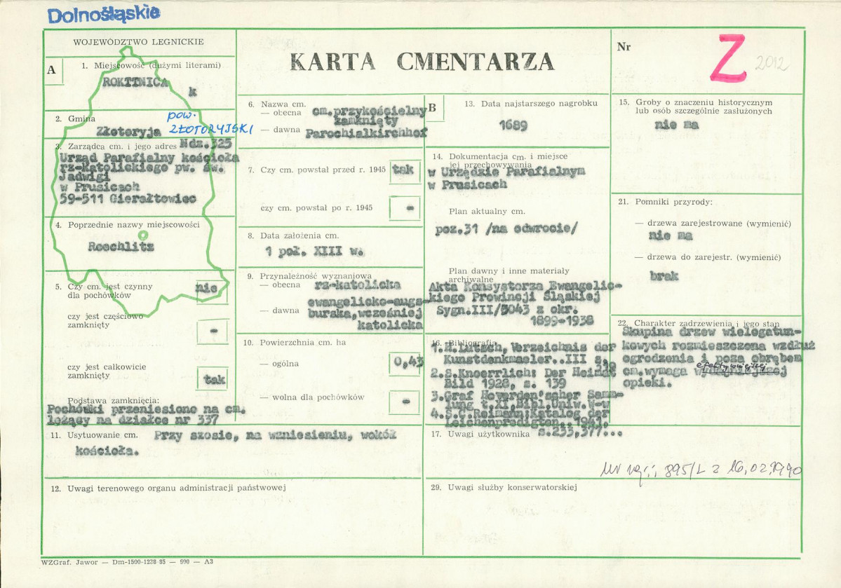 KC - Karta cmentarza, skan nr 1