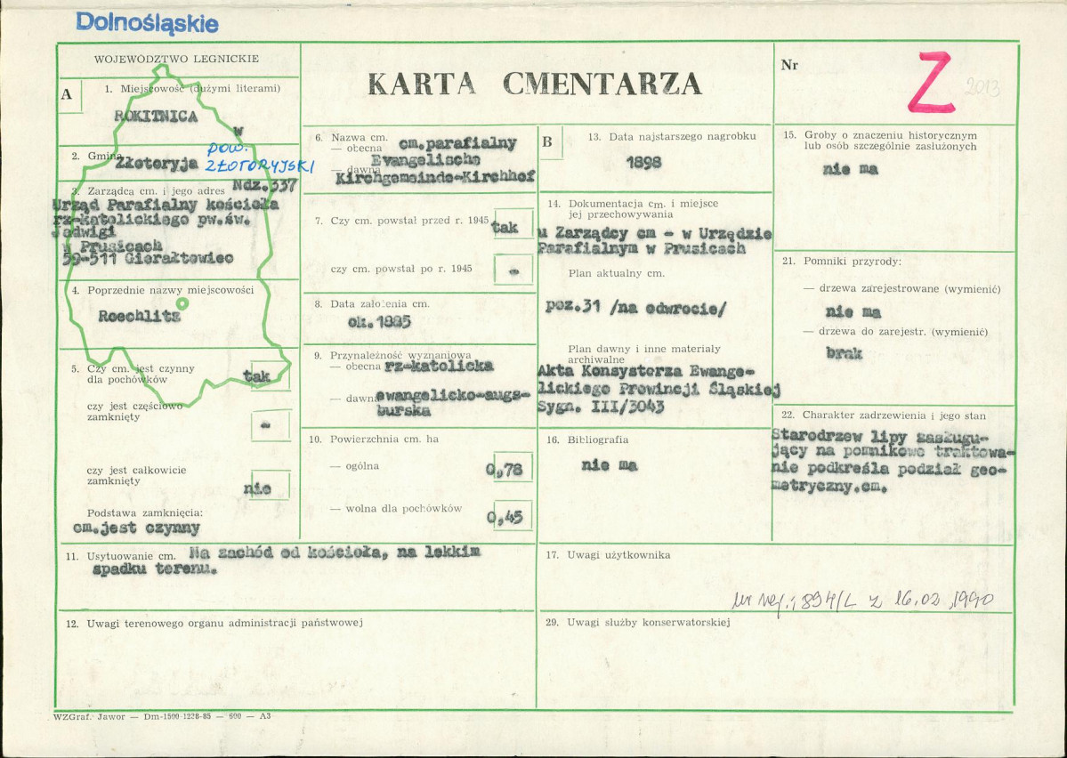 KC - Karta cmentarza, skan nr 1