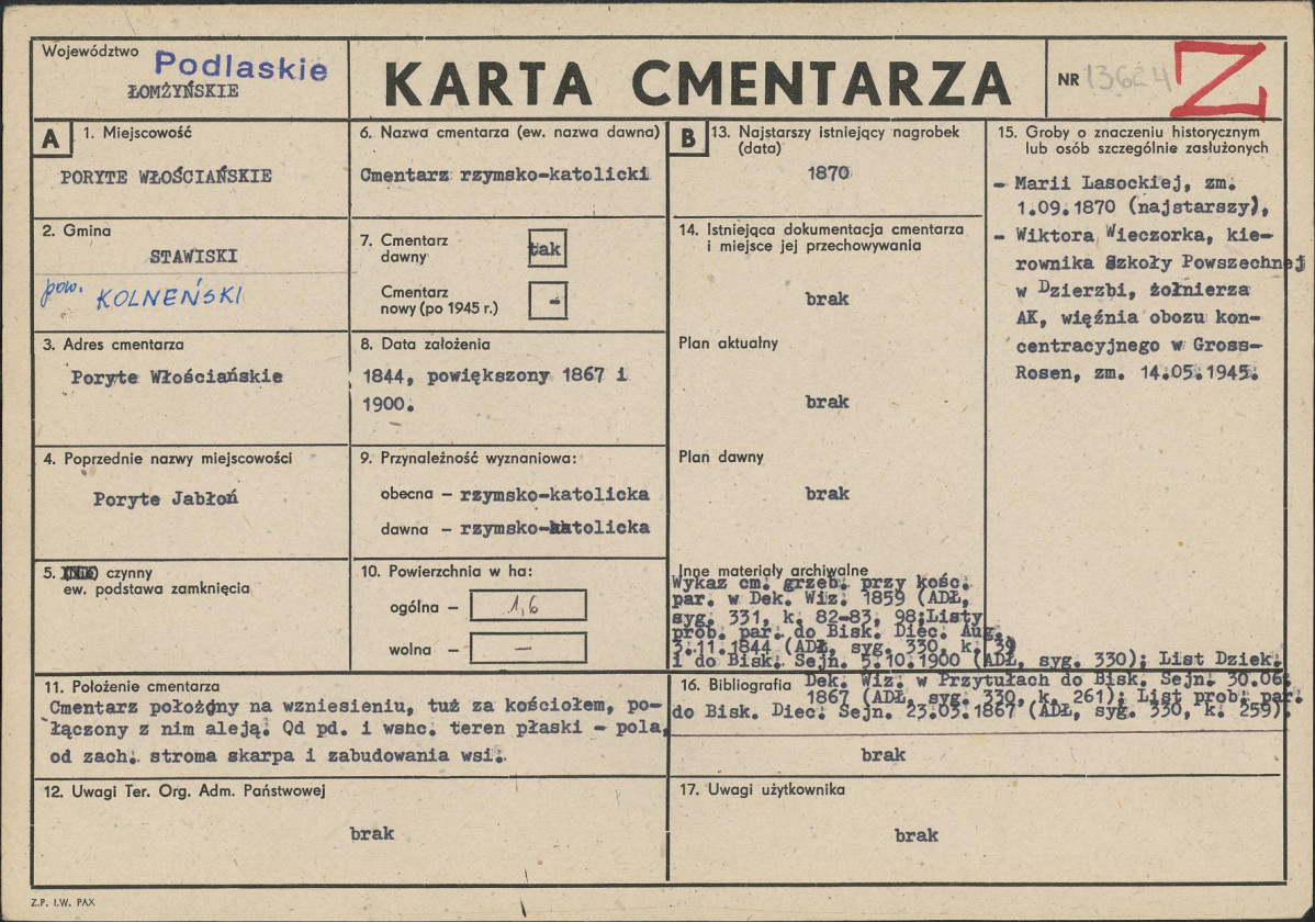 Karta cmentarza, skan nr 1