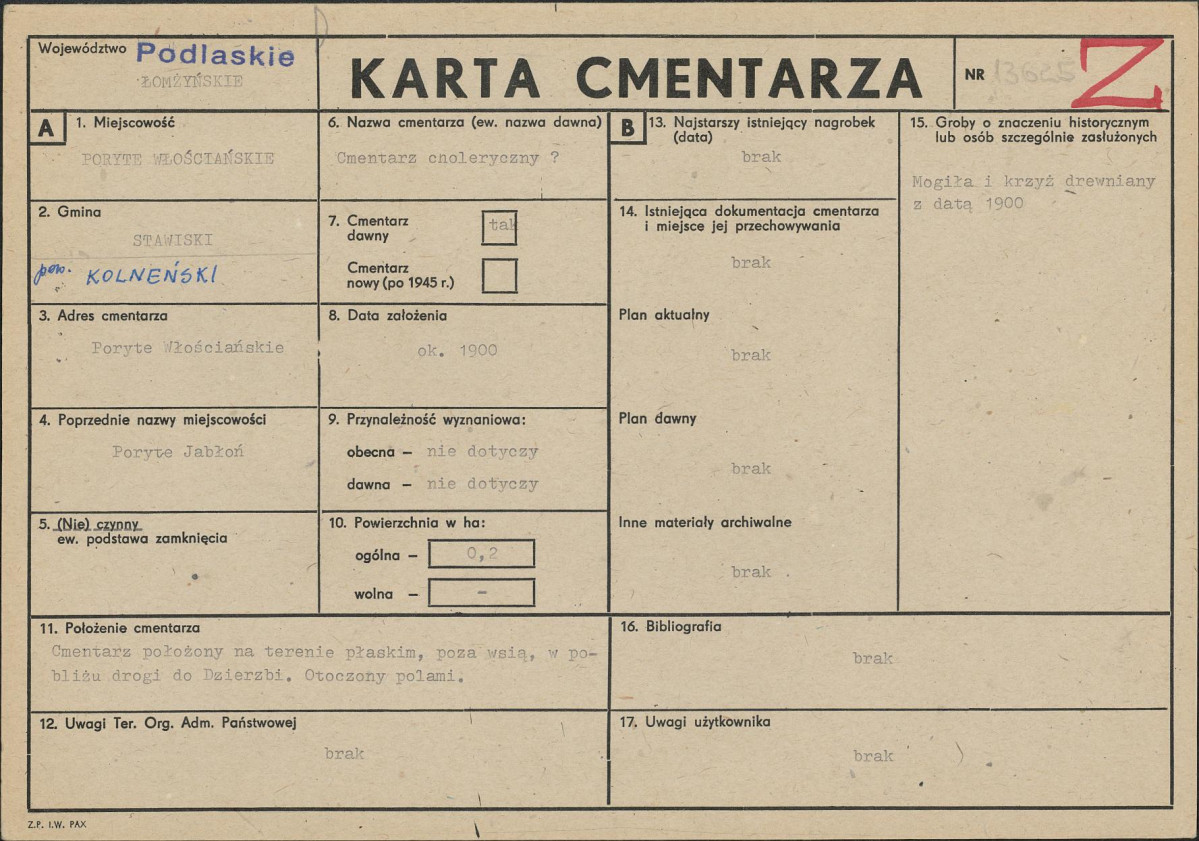 Karta cmentarza, skan nr 1