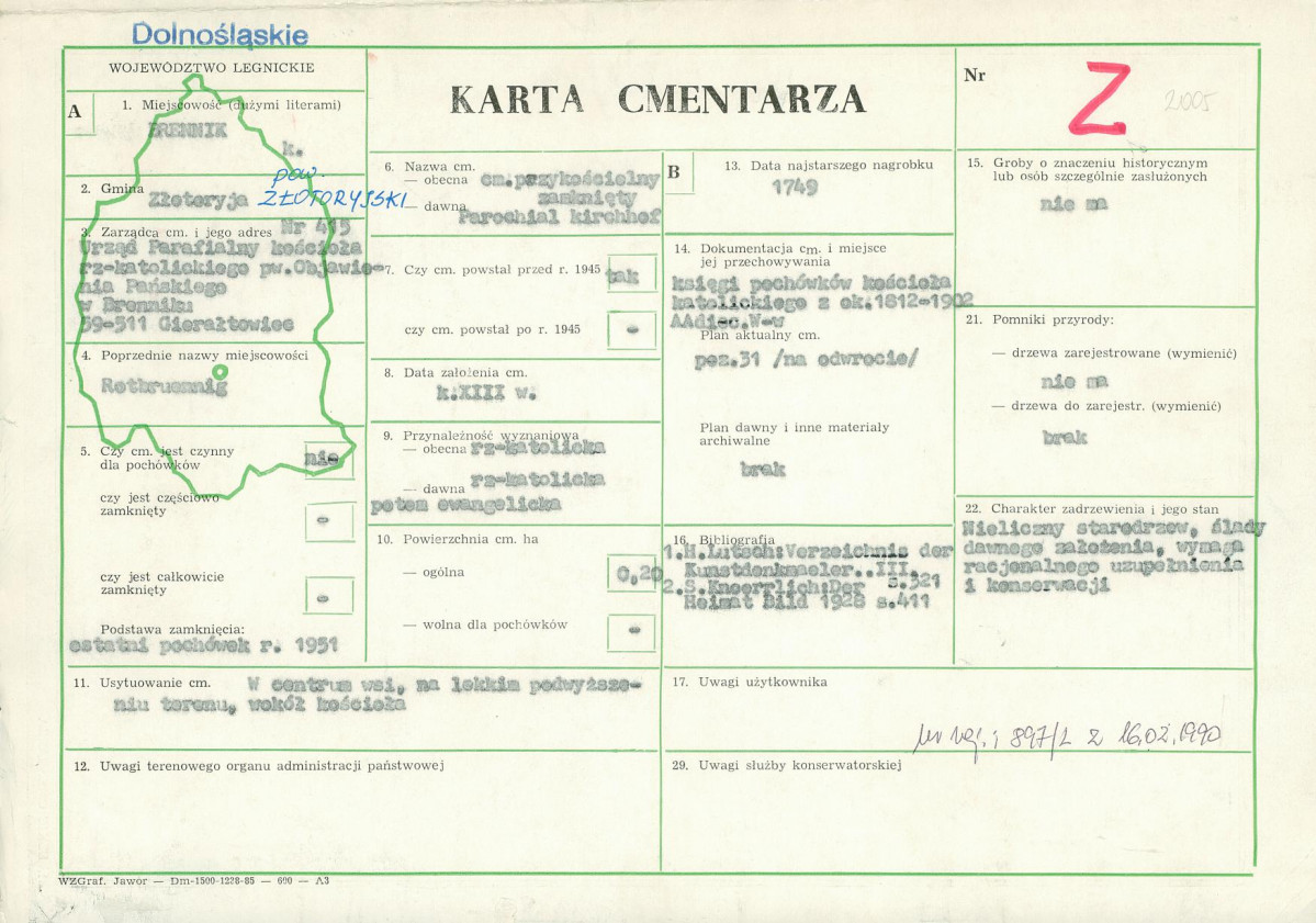 KC - Karta cmentarza, skan nr 1
