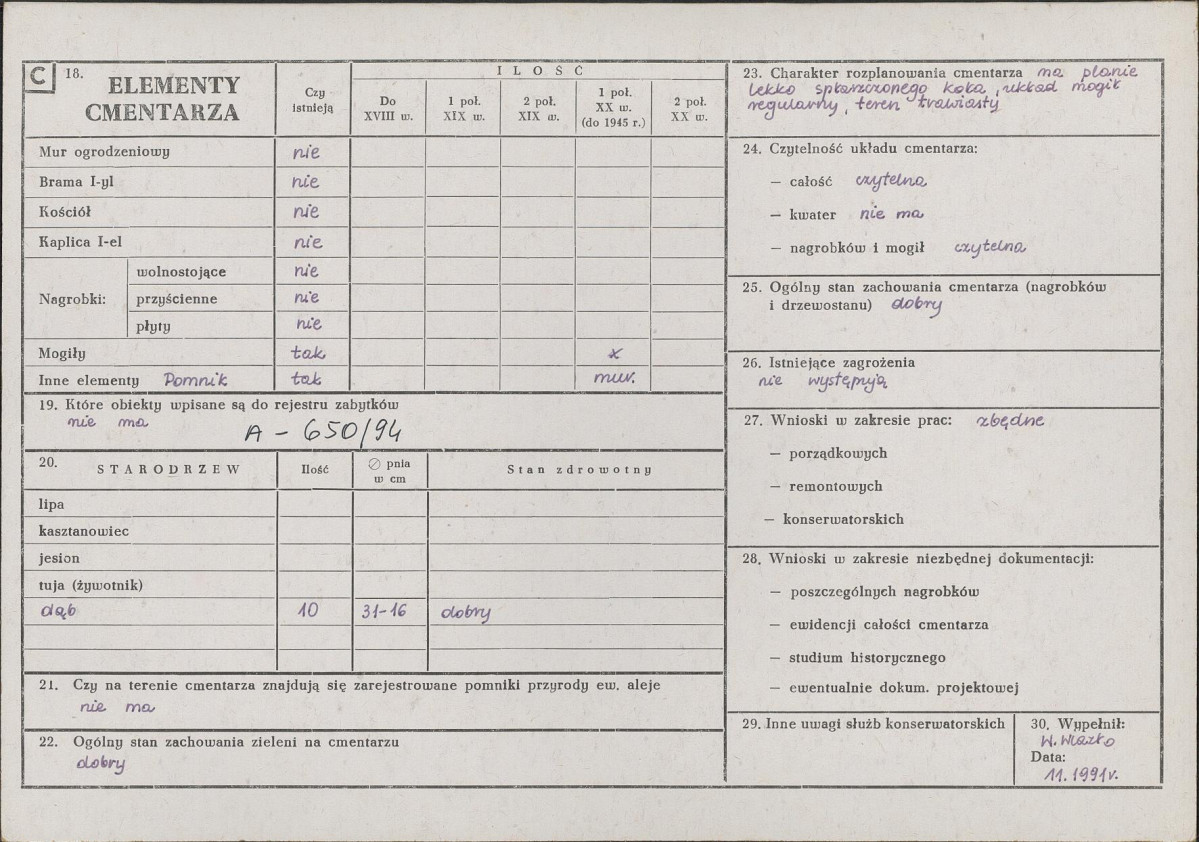 Karta cmentarza, skan nr 2