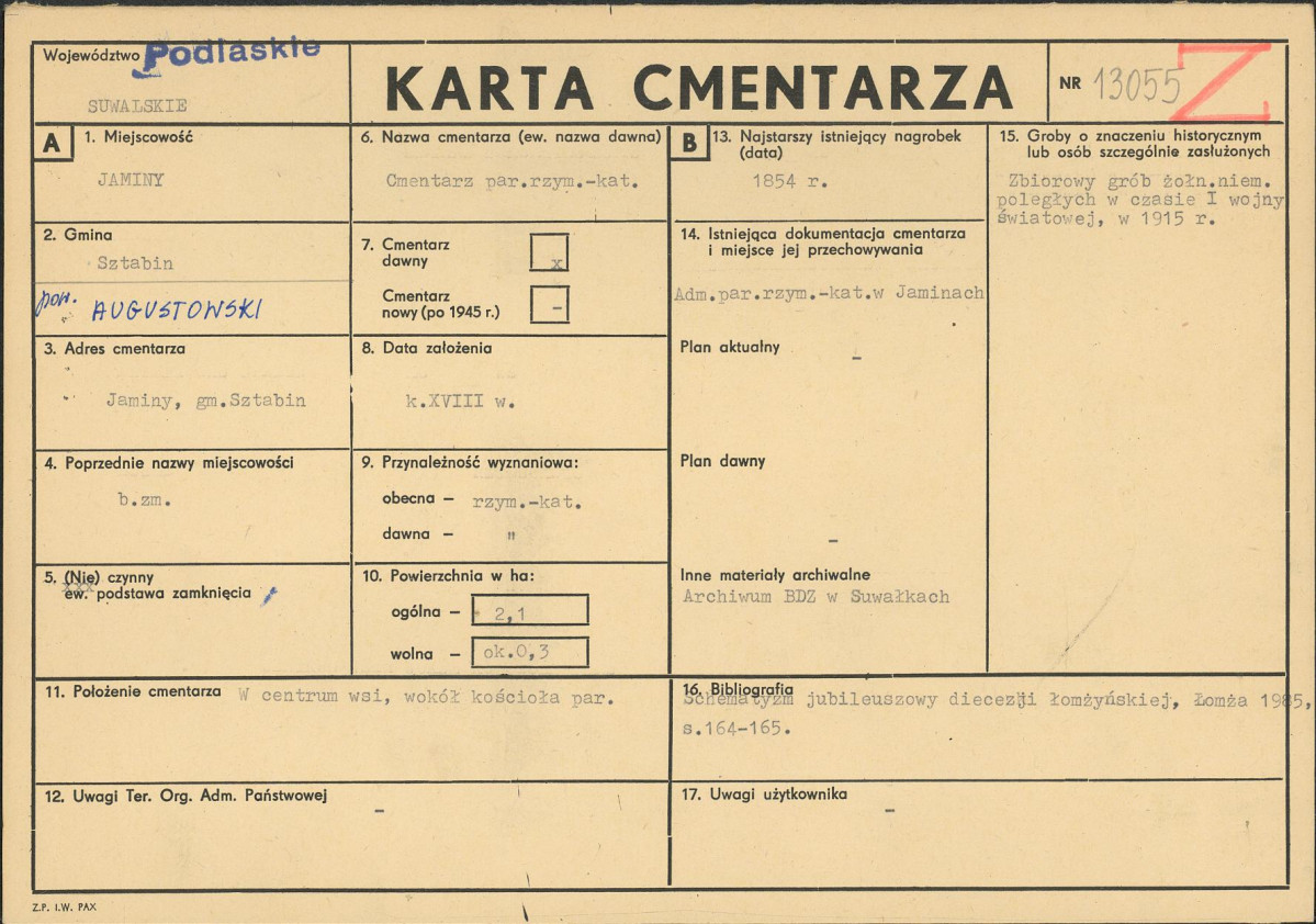 Karta cmentarza, skan nr 1