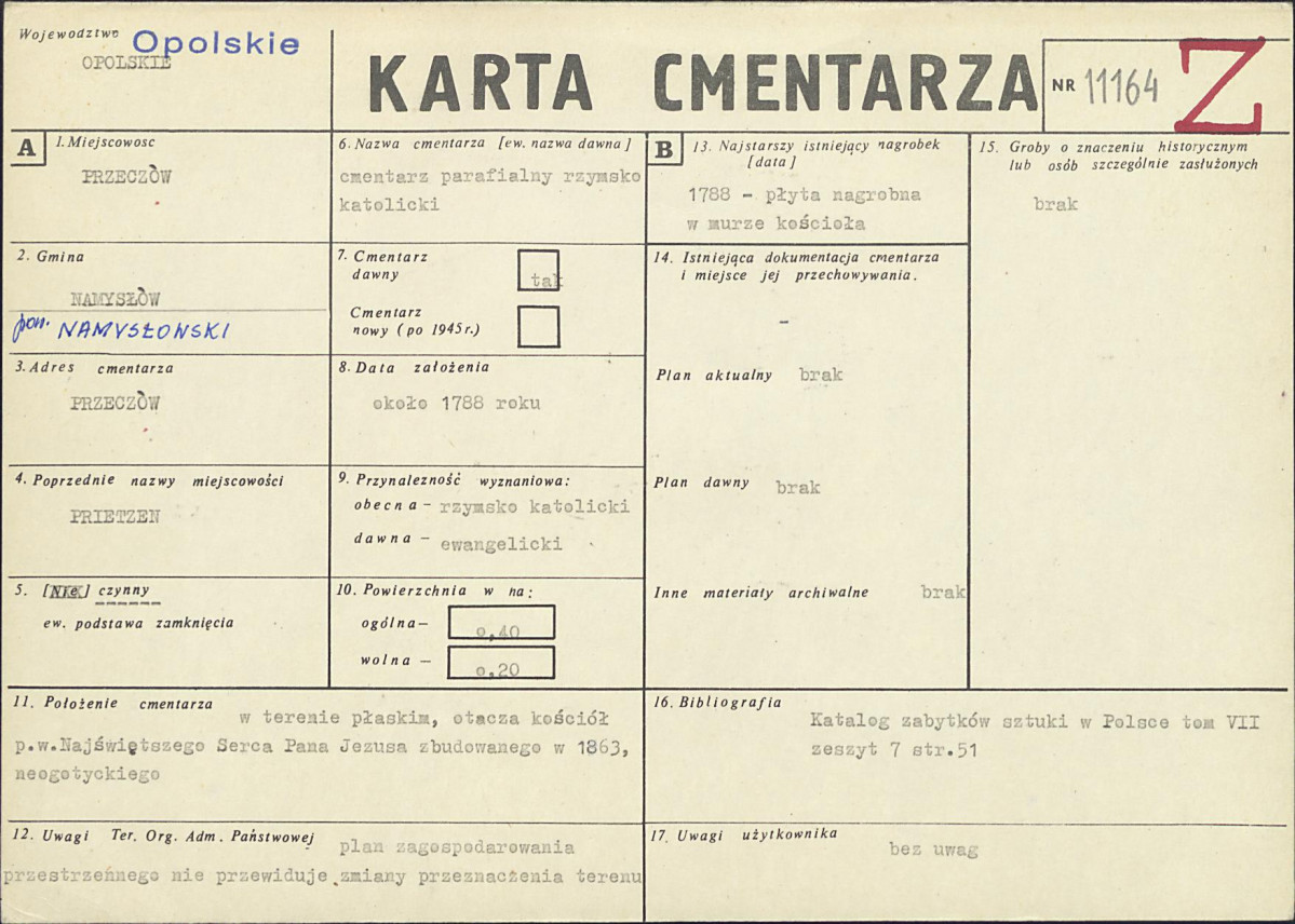 KC - Karta cmentarza, skan nr 1