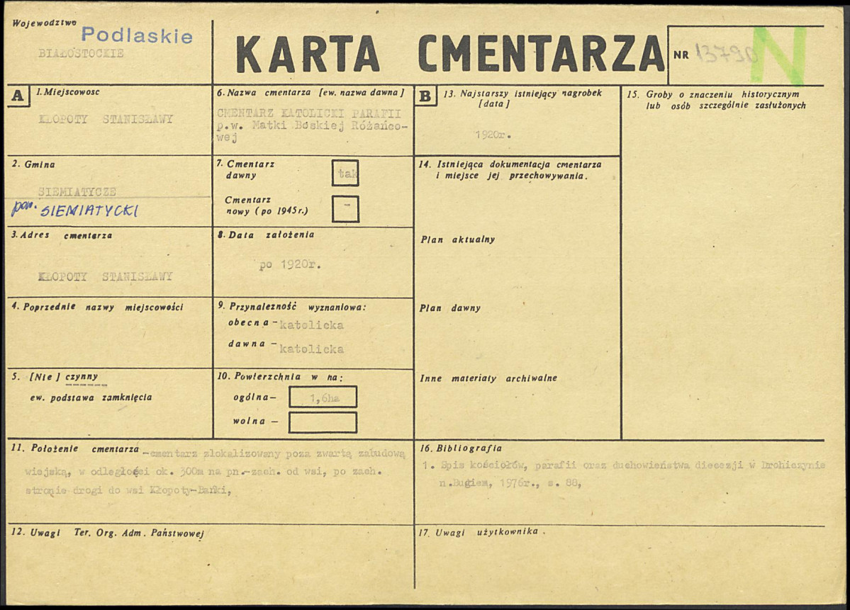 Karta cmentarza, skan nr 1