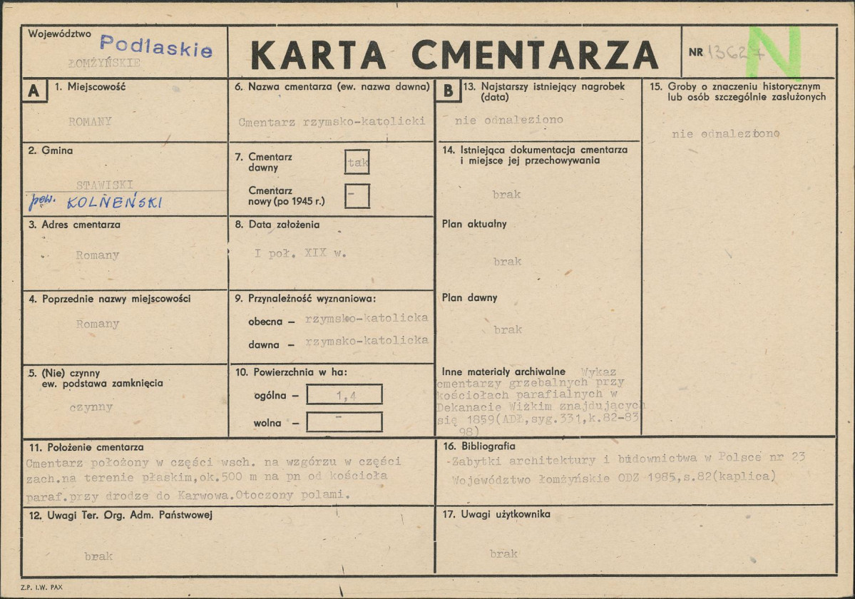 Karta cmentarza, skan nr 1