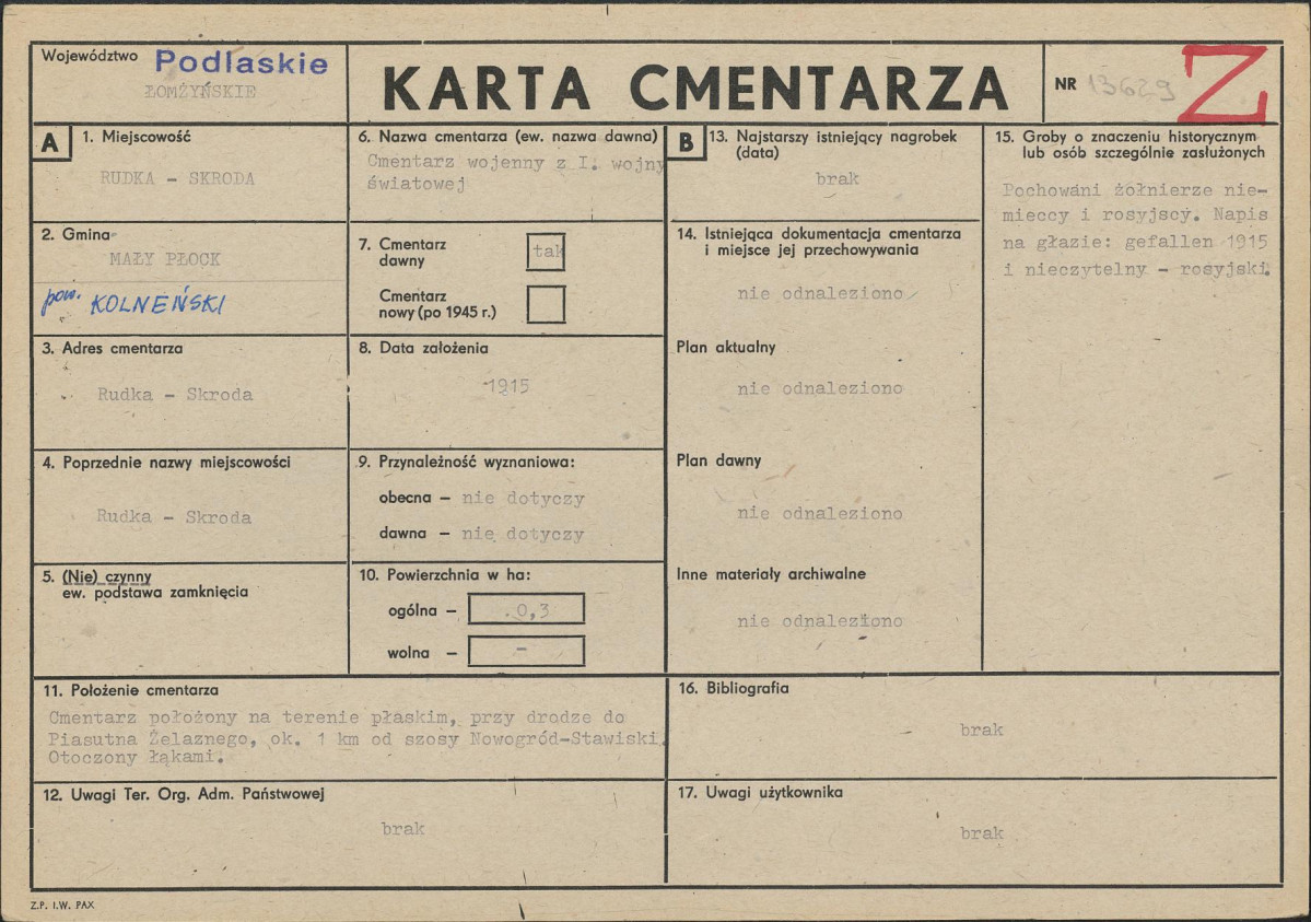 Karta cmentarza, skan nr 1
