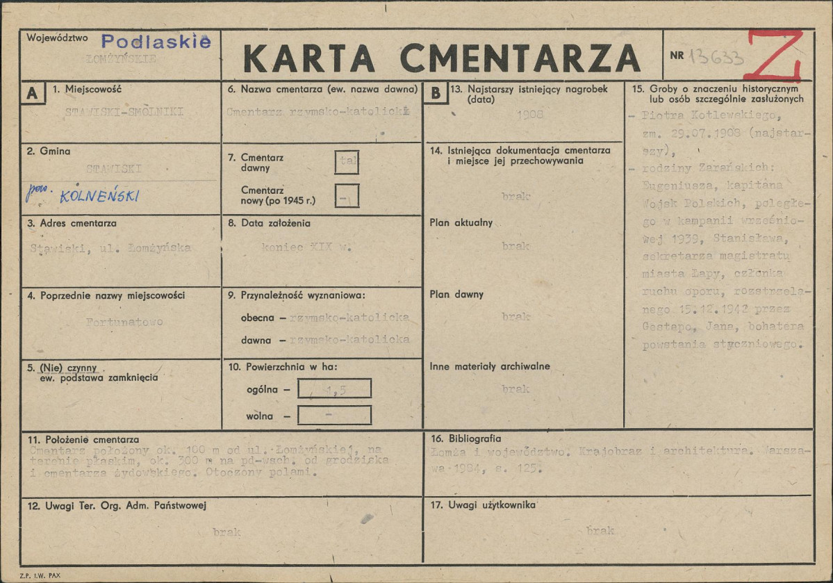 Karta cmentarza, skan nr 1