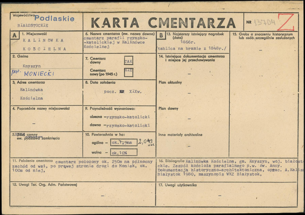 Karta cmentarza, skan nr 1