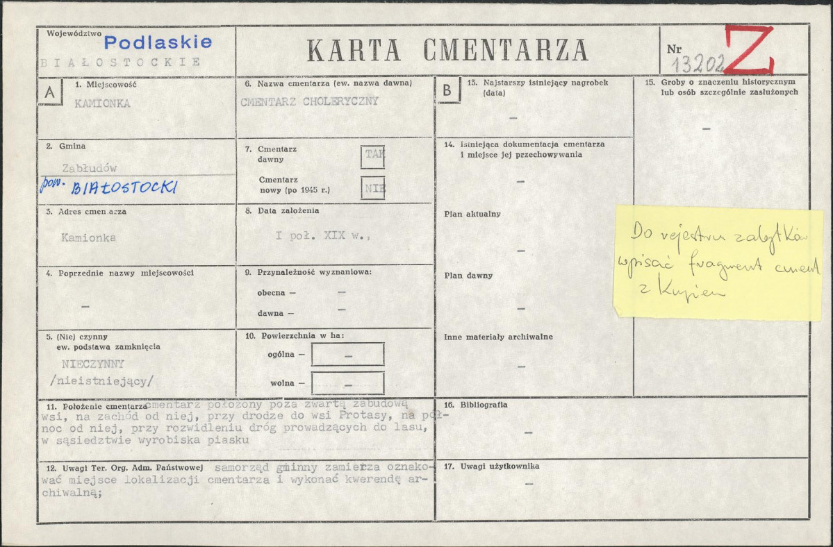 Karta cmentarza, skan nr 1