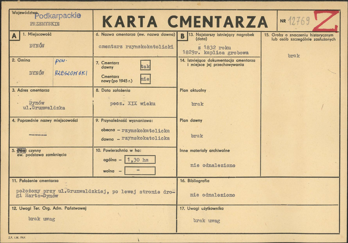 Karta cmentarza, skan nr 1