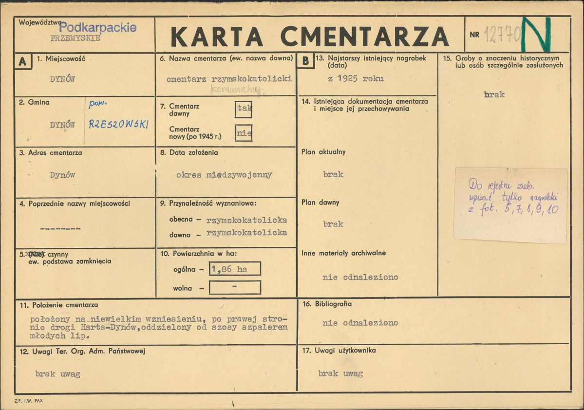 Karta cmentarza, skan nr 1