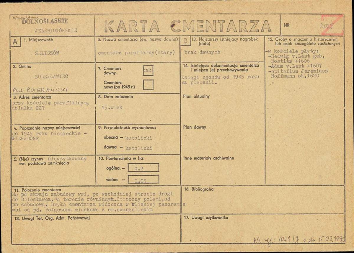 KC - Karta cmentarza, skan nr 1