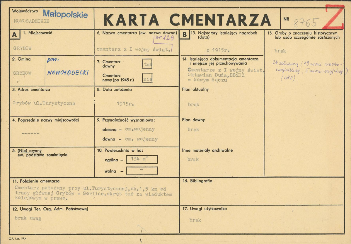 Karta cmentarza, skan nr 1