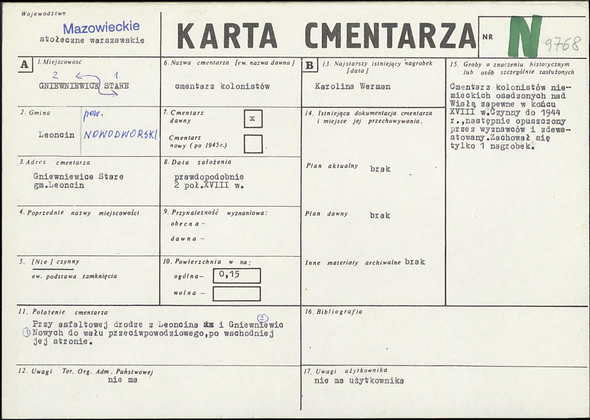 KC - Karta cmentarza, skan nr 1