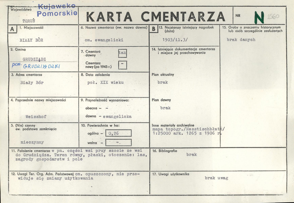 KC - Karta cmentarza, skan nr 1
