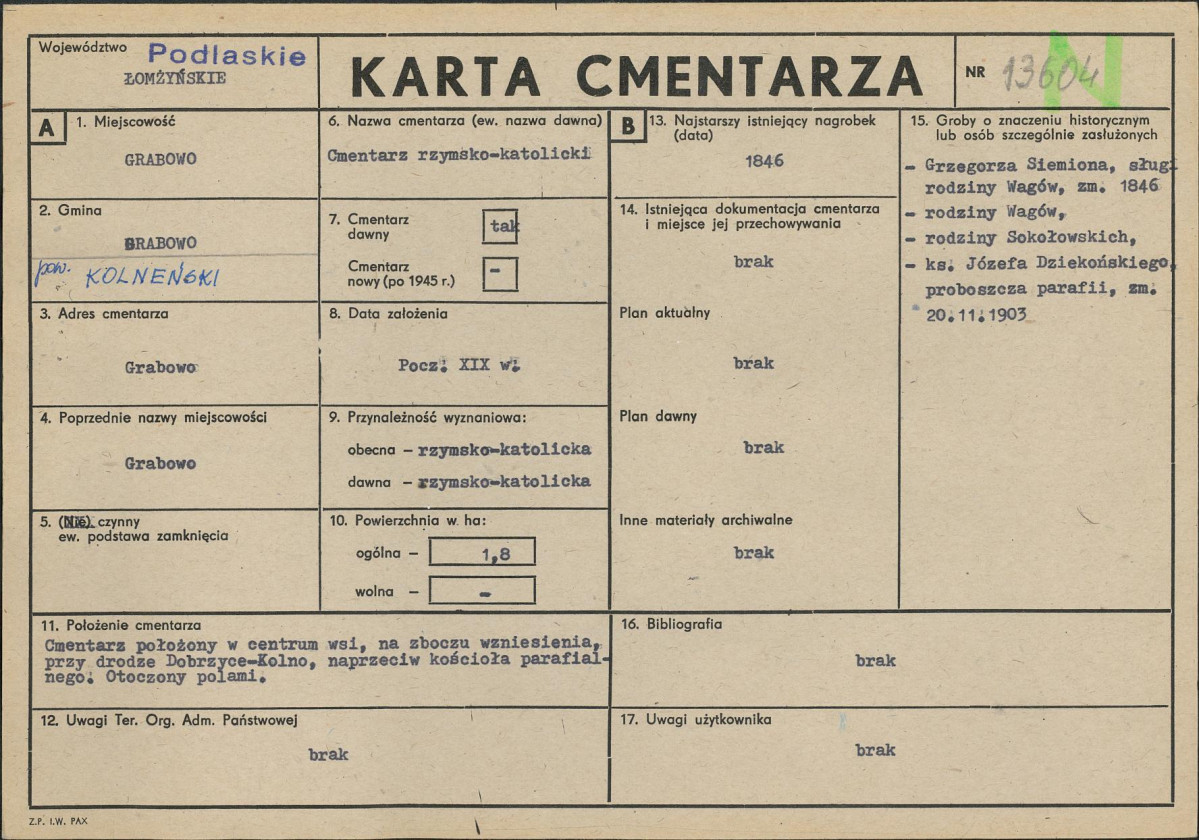 Karta cmentarza, skan nr 1